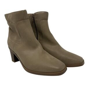 MIA Girl Boots Womens Size 7.5M Taupe Block Heel Ankle Booties Zipper Modern